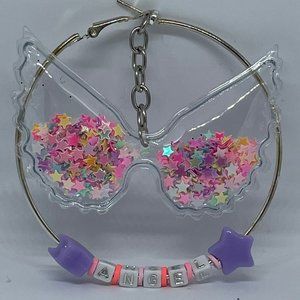 Silver "ANGEL" Hoops